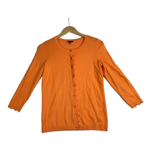 Talbots‎ Scallop Hem Button Down Cardigan size XS Orange - Picture 1 of 6